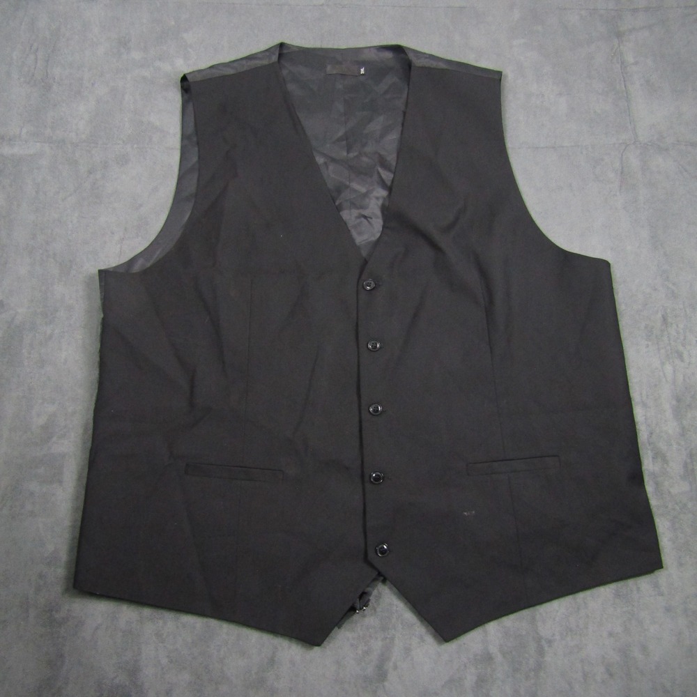 Suit Vest Men 3XL Black Formal Waistcoat Adjustable Back Wedding